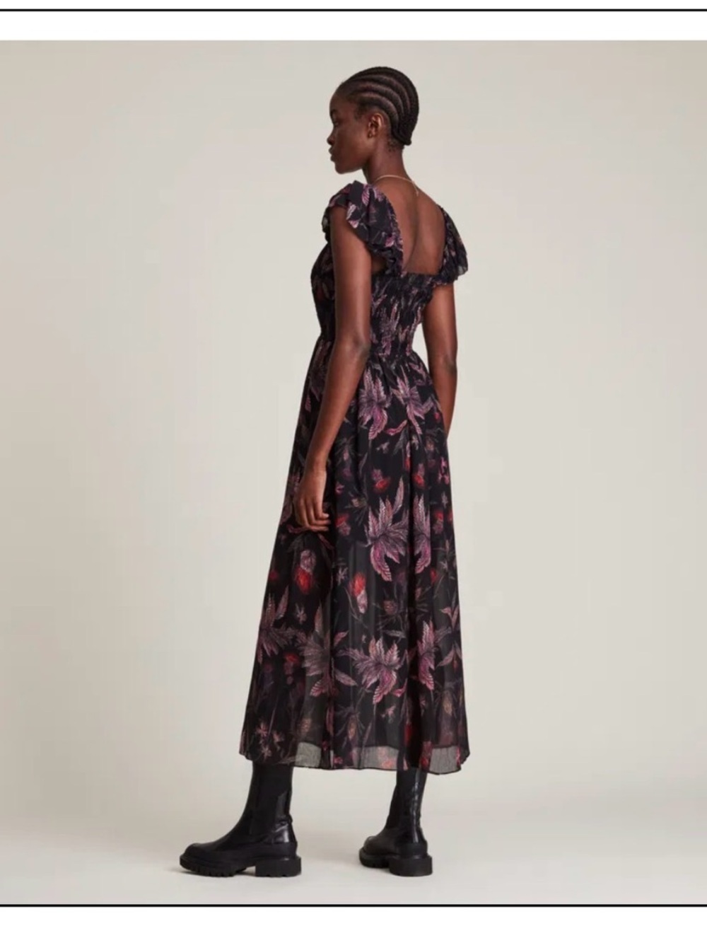 AllSaints Black Floral Trim Blouse - Picture 3 of 9